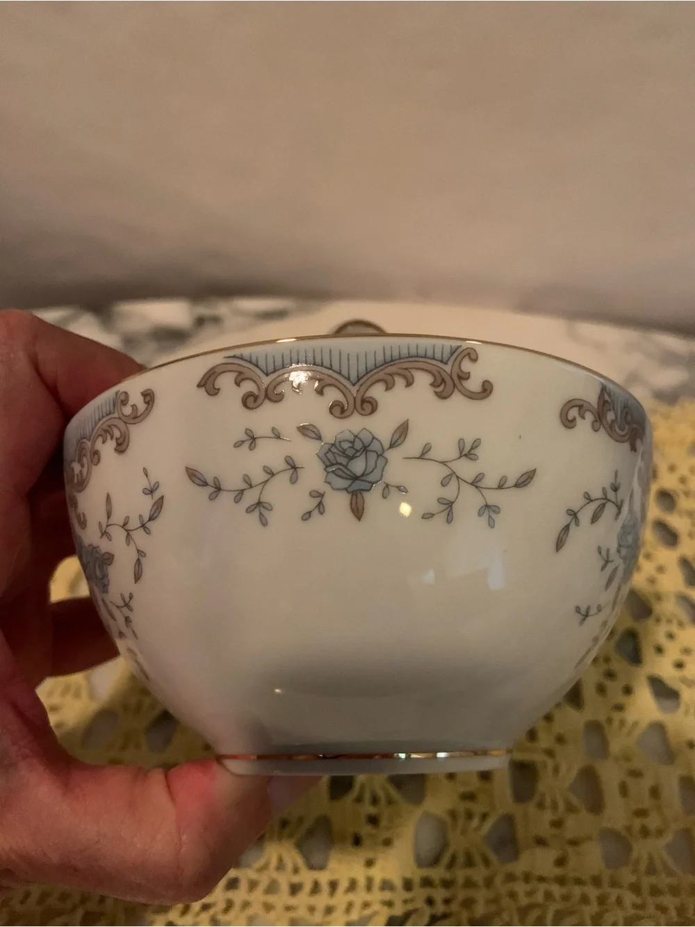 Vintage Imperial China “Seville” Blue Floral Cream & Sugar Bowl Set